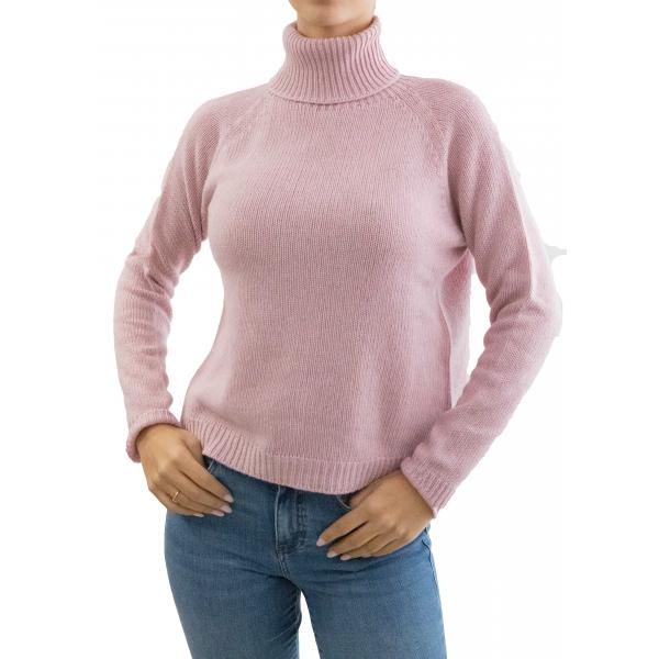 Maglione collo alto tinta unita misto cashmere 